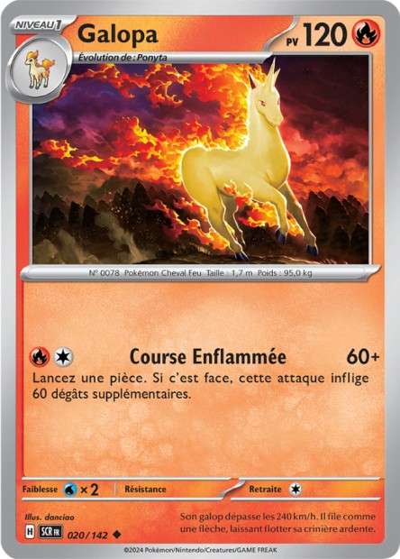 Carte Pokémon Galopa 020/142 SCR Couronne Stellaire EV07 Neuf FR LorenZone
