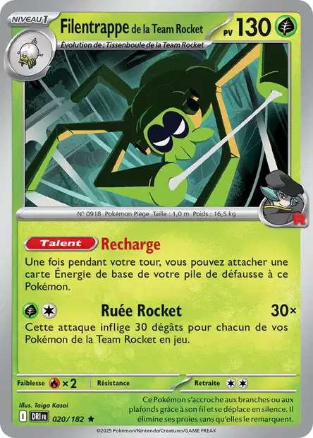 Carte Pokémon Filentrappe de la Team Rocket 020/182 DRI Rivalités Destinées EV10 Neuf FR LorenZone