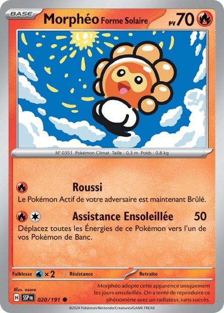 Carte Pokémon Morphéo Forme Solaire 020/191 SSP Étincelles Déferlantes EV08 Neuf FR LorenZone