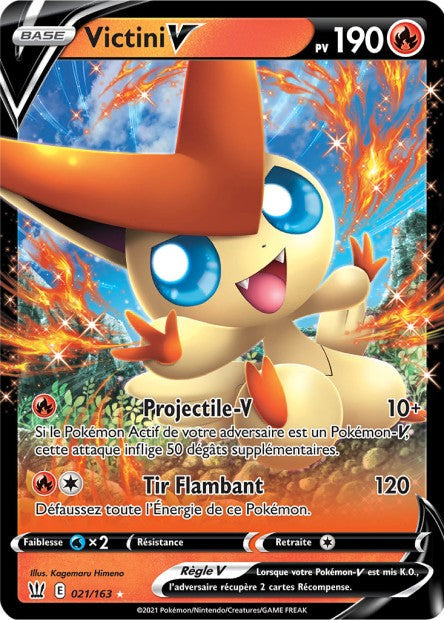 Carte Pokémon Victini V 021/163 SWSH5 Styles de Combat EB05 Neuf FR LorenZone