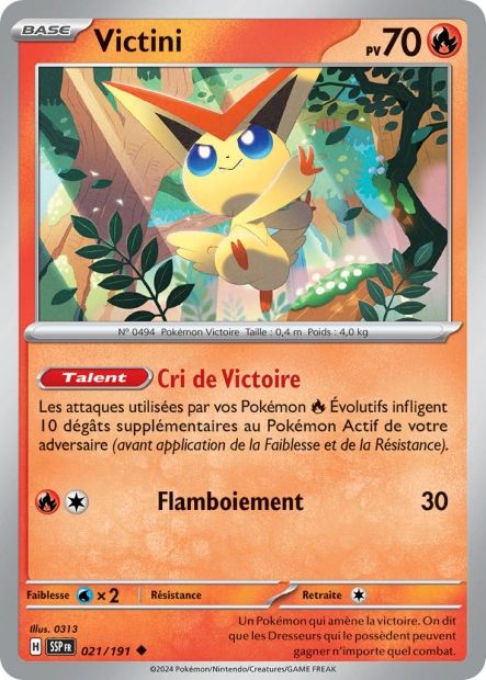 Carte Pokémon Victini 021/191 SSP Étincelles Déferlantes EV08 Neuf FR LorenZone