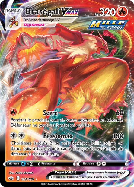Carte Pokémon Braségali VMAX 021/198 CRE Règne de Glace EB06 Neuf FR LorenZone