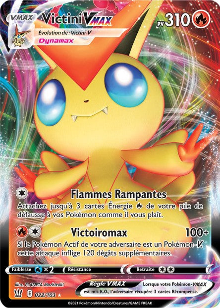 Carte Pokémon Victini VMAX 022/163 SWSH5 Styles de Combat EB05 Neuf FR LorenZone