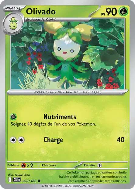 Carte Pokémon Olivado 022/182 DRI Rivalités Destinées EV10 Neuf FR LorenZone