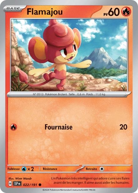 Carte Pokémon Flamajou 022/191 SSP Étincelles Déferlantes EV08 Neuf FR LorenZone