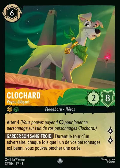 Carte Lorcana - Disney Clochard, Voyou élégant 022/204 Super Rare Erika Wiseman Chapitre 08 Le Règne de Jafar ROJ Neuf FR LorenZone