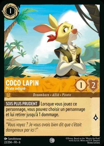 Carte Lorcana - Disney Coco Lapin, Pirate indigné 022/204 Commune  Chapitre 06 La Mer Azurite AZS Neuf FR LorenZone