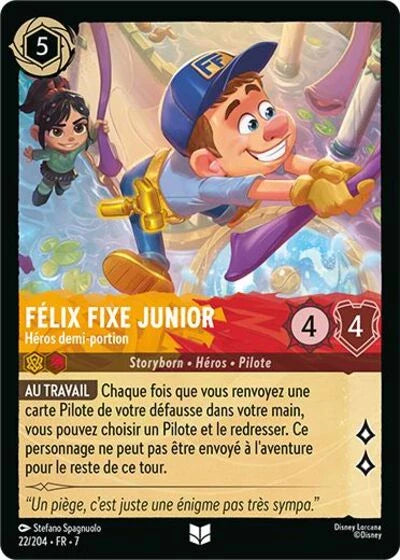 Carte Lorcana - Disney Félix Fixe Junior, Héros demi-portion 022/204 Peu Commune Stefano Spagnuolo Chapitre 07 L'Île d'Archazia ARI Neuf FR LorenZone