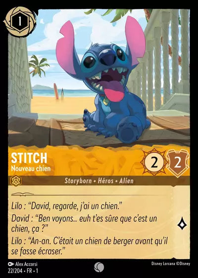 Carte Lorcana - Disney Stitch, Nouveau chien 022/204 Chapitre 01 Premier Chapitre FC Neuf FR LorenZone
