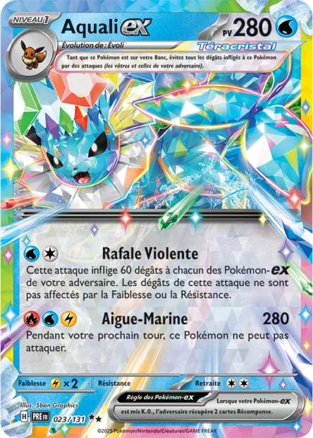 Carte Pokémon Aquali EX 023/131 Evolutions Prismatiques PRE EV8_5 Neuf FR LorenZone