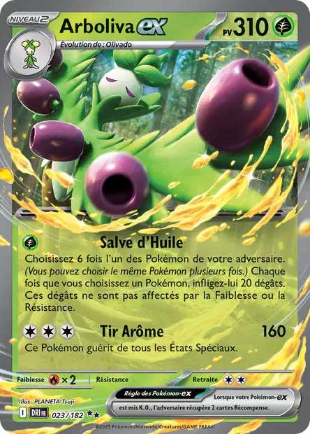 Carte Pokémon Arboliva EX 023/182 DRI Rivalités Destinées EV10 Neuf FR LorenZone