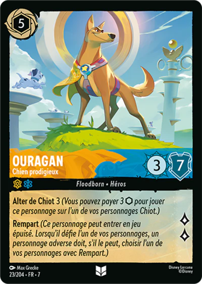 Carte Lorcana - Disney Ouragan, Chien prodigieux 023/204 Peu Commune Max Grecke Chapitre 07 L'Île d'Archazia ARI Neuf FR LorenZone