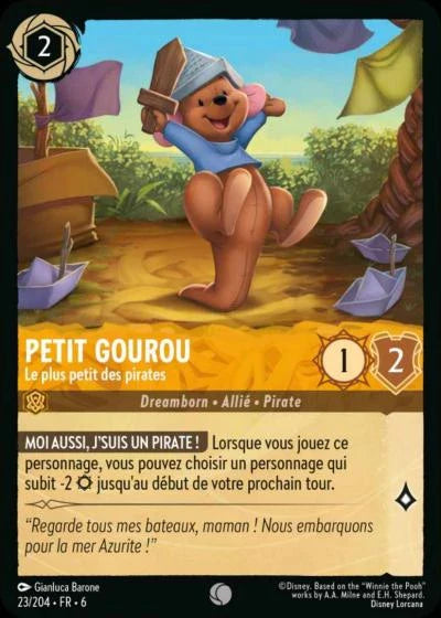 Carte Lorcana - Disney Petit Gourou, Le plus petit des pirates 023/204 Commune  Chapitre 06 La Mer Azurite AZS Neuf FR LorenZone