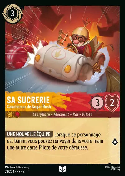 Carte Lorcana - Disney Sa sucrerie, Cauchemar de Sugar Rush 023/204 Peu Commune Joseph Buenning Chapitre 08 Le Règne de Jafar ROJ Neuf FR LorenZone
