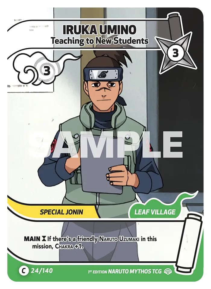 Carte Naruto Mythos Iruka Umino Teaching to New Students 024/140 Common Full Art Shinobi Shiren 2ème Chapitre Neuf EN LorenZone