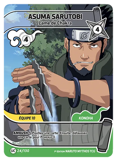 Carte Naruto Mythos ASUMA SARUTOBI – Lame de Chakra 024/130 UC 1er Chapitre Neuf FR LorenZone