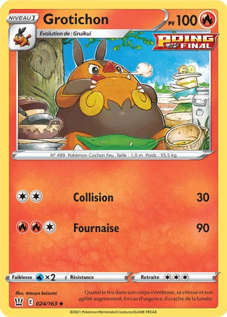 Carte Pokémon Grotichon 024/163 SWSH5 Styles de Combat EB05 Neuf FR LorenZone