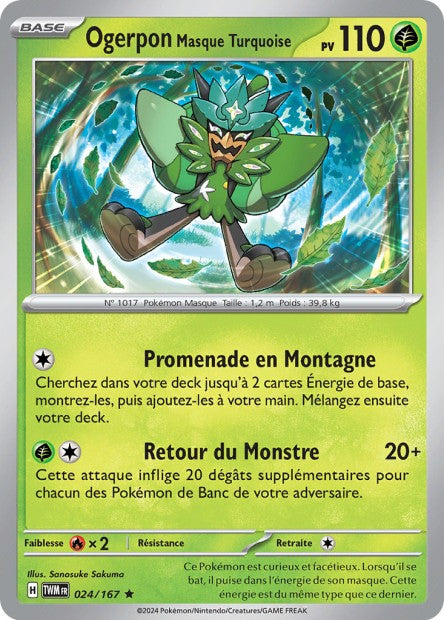 Carte Pokémon Ogerpon Masque Turquoise 024/167 TWM Mascarade Crépusculaire EV06 Neuf FR LorenZone