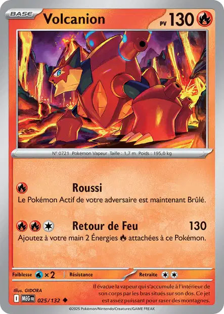 Carte Pokémon Volcanion 025/132 MEG Méga-Évolution ME01 Neuf FR LorenZone