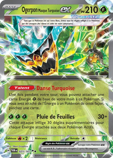 Carte Pokémon Ogerpon Masque Turquoise EX 025/167 TWM Mascarade Crépusculaire EV06 Neuf FR LorenZone