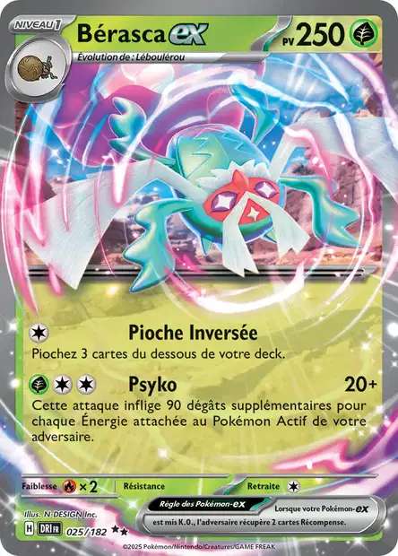 Carte Pokémon Bérasca EX 025/182 DRI Rivalités Destinées EV10 Neuf FR LorenZone