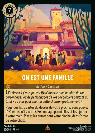 Carte Lorcana - Disney On est une Famille 025/204 Chapitre 09 Fabuleux FAB Neuf FR LorenZone