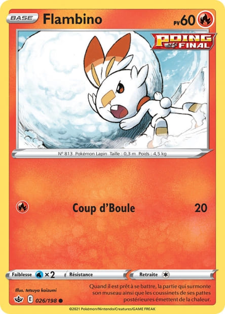 Carte Pokémon Flambino 026/198 CRE Règne de Glace EB06 Neuf FR LorenZone