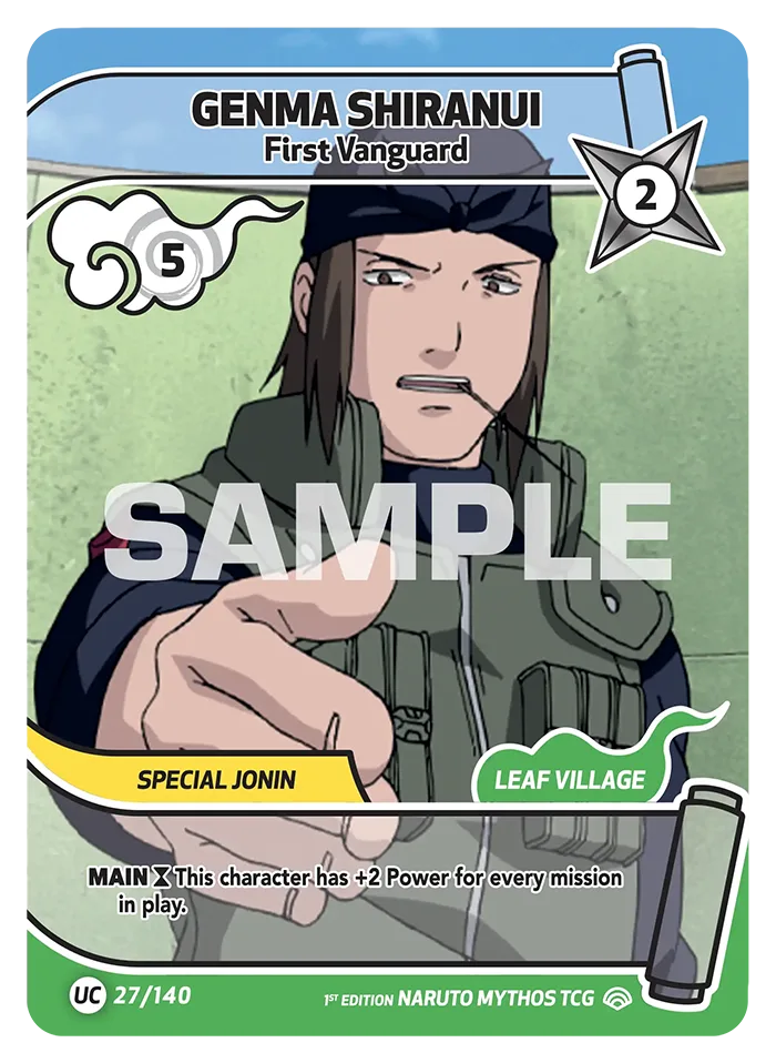 Carte Naruto Mythos Genma Shiranui First Vanguard 027/140 Uncommon Full Art Shinobi Shiren 2ème Chapitre Neuf EN LorenZone