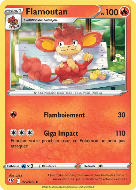 Carte Pokémon Flamoutan 027/189 SWSH3 Ténèbres Embrasées EB03 Neuf FR LorenZone