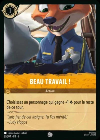 Carte Lorcana - Disney Beau travail ! 027/204 Commune  Chapitre 06 La Mer Azurite AZS Neuf FR LorenZone