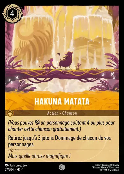 Carte Lorcana - Disney Hakuna Matata 027/204 Chapitre 01 Premier Chapitre FC Neuf FR LorenZone