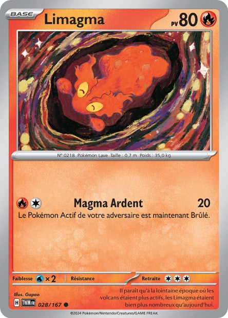 Carte Pokémon Limagma 028/167 TWM Mascarade Crépusculaire EV06 Neuf FR LorenZone