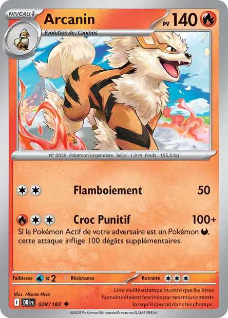 Carte Pokémon Arcanin 028/182 DRI Rivalités Destinées EV10 Neuf FR LorenZone
