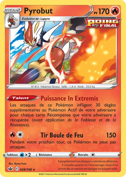 Carte Pokémon Pyrobut 028/198 CRE Règne de Glace EB06 Neuf FR LorenZone