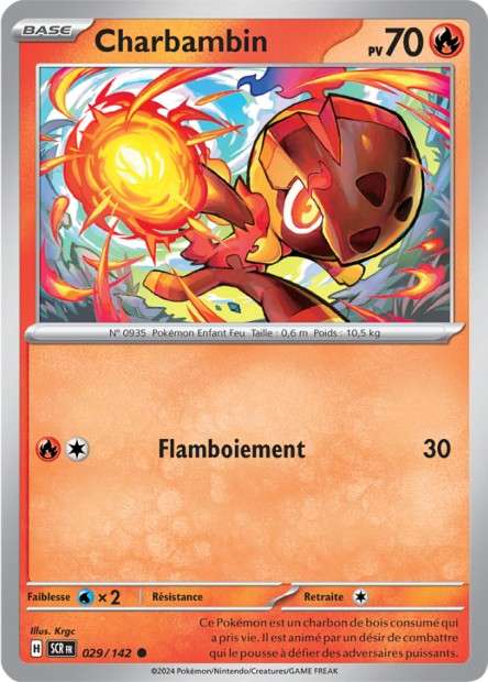 Carte Pokémon Charbambin 029/142 SCR Couronne Stellaire EV07 Neuf FR LorenZone
