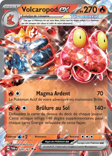 Carte Pokémon Volcaropod EX 029/167 TWM Mascarade Crépusculaire EV06 Neuf FR LorenZone