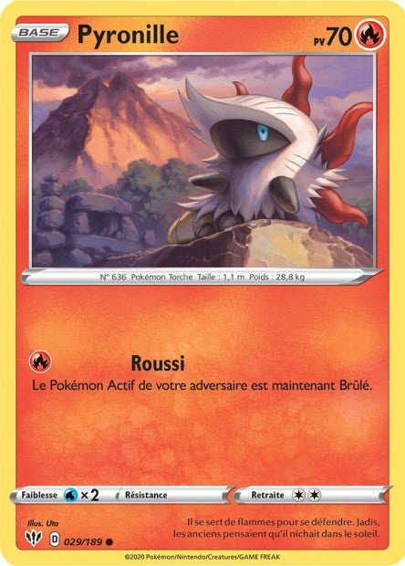 Carte Pokémon Pyronille 029/189 SWSH3 Ténèbres Embrasées EB03 Neuf FR LorenZone