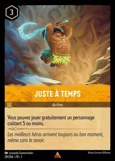 Carte Lorcana - Disney Juste à temps 029/204 Chapitre 01 Premier Chapitre FC Neuf FR LorenZone