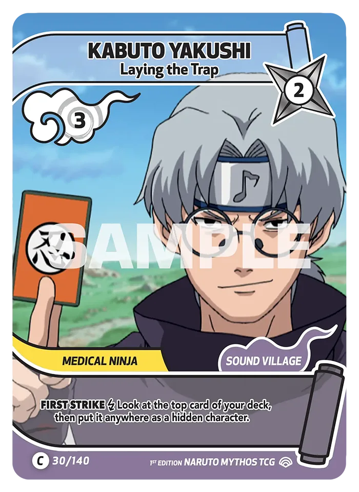Carte Naruto Mythos Kabuto Yakushi Laying the Trap 030/140 Common Full Art Shinobi Shiren 2ème Chapitre Neuf EN LorenZone