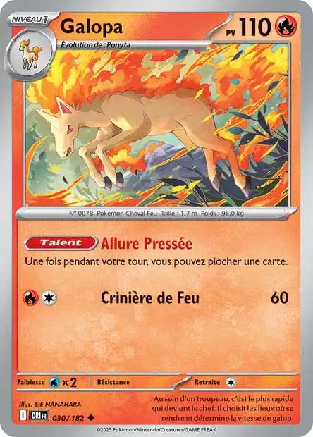 Carte Pokémon Galopa 030/182 DRI Rivalités Destinées EV10 Neuf FR LorenZone