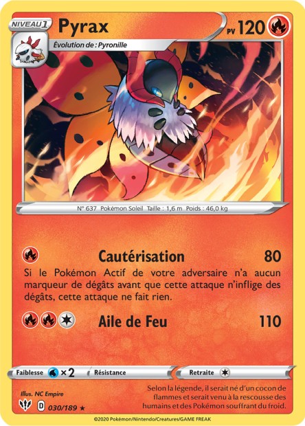 Carte Pokémon Pyrax 030/189 SWSH3 Ténèbres Embrasées EB03 Neuf FR LorenZone