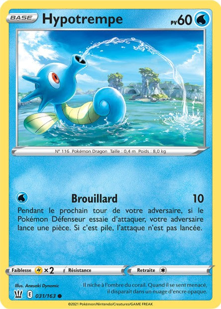 Carte Pokémon Hypotrempe 031/163 SWSH5 Styles de Combat EB05 Neuf FR LorenZone