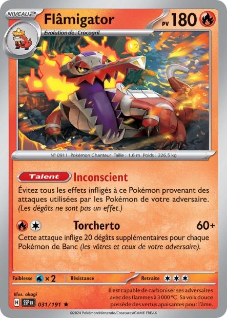 Carte Pokémon Flâmigator 031/191 SSP Étincelles Déferlantes EV08 Neuf FR LorenZone