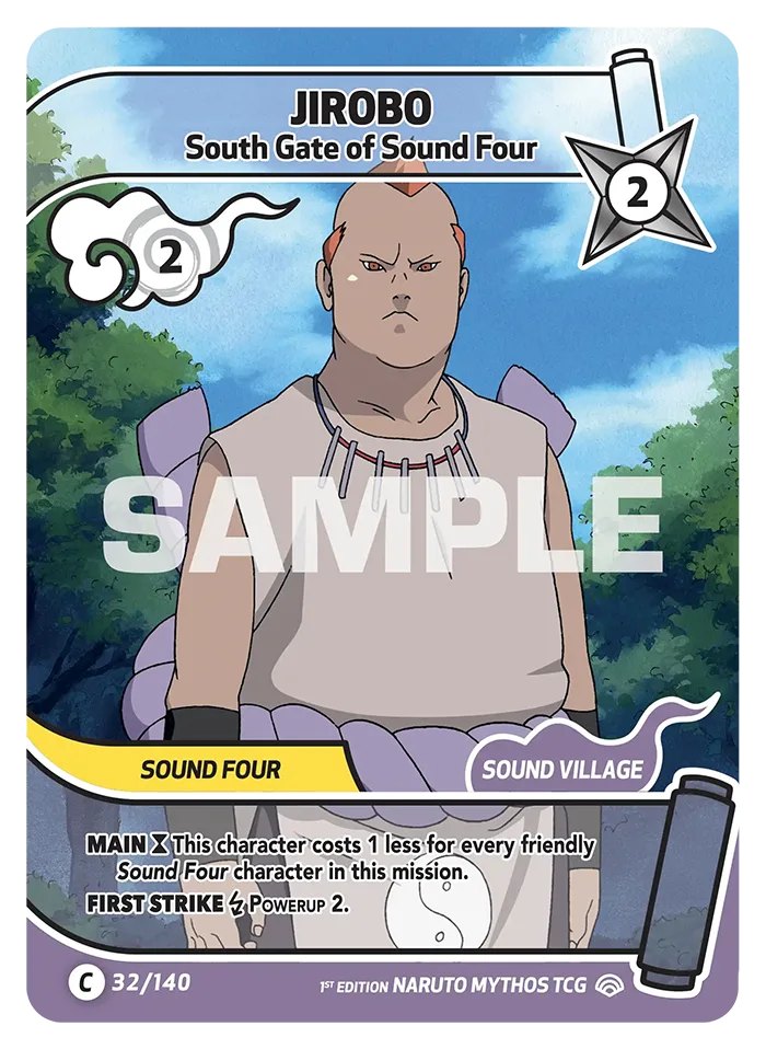 Carte Naruto Mythos Jirobo South Gate of Sound Four 032/140 Common Full Art Shinobi Shiren 2ème Chapitre Neuf EN LorenZone