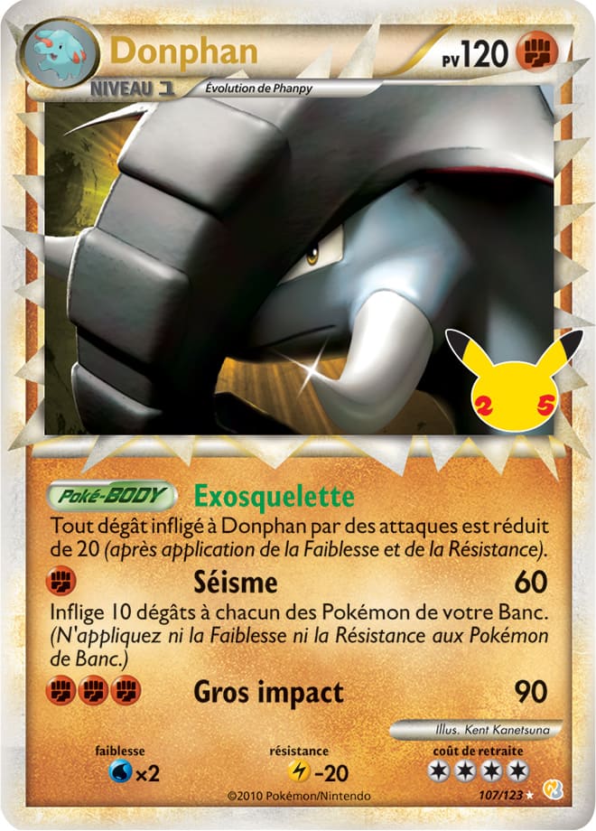Carte Pokémon Donphan 032/025 107/123 CEL Célébrations 25 ans EB07_5 Neuf FR LorenZone