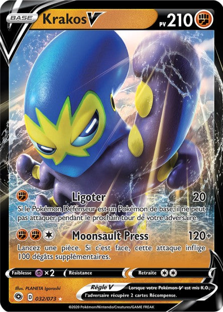 Carte Pokémon Krakos V 032/073 SWSH35 Voltage Eclatant EB3_5 Neuf FR LorenZone