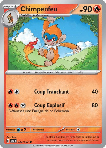Carte Pokémon Chimpenfeu 032/167 TWM Mascarade Crépusculaire EV06 Neuf FR LorenZone
