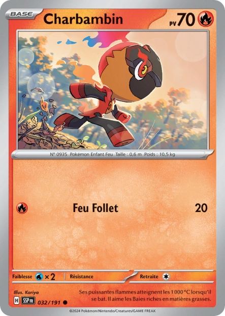Carte Pokémon Charbambin 032/191 SSP Étincelles Déferlantes EV08 Neuf FR LorenZone