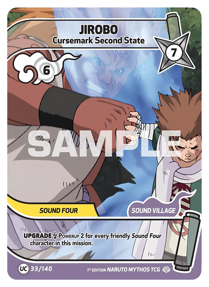 Carte Naruto Mythos Jirobo Cursemark Second State 033/140 Uncommon Full Art Shinobi Shiren 2ème Chapitre Neuf EN LorenZone