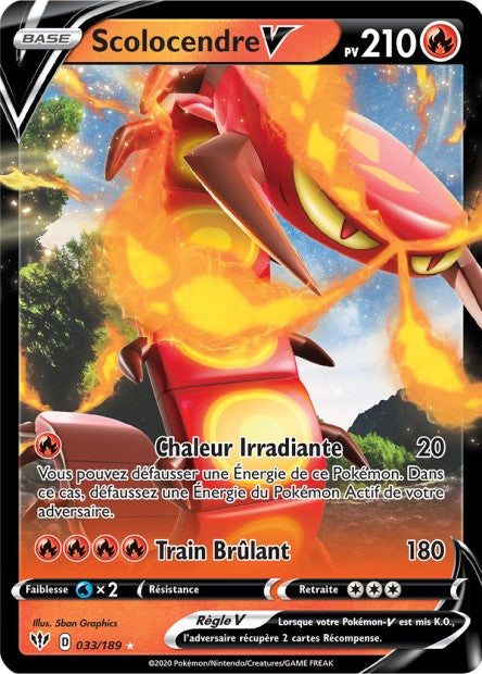 Carte Pokémon Scolocendre V 033/189 SWSH3 Ténèbres Embrasées EB03 Neuf FR LorenZone
